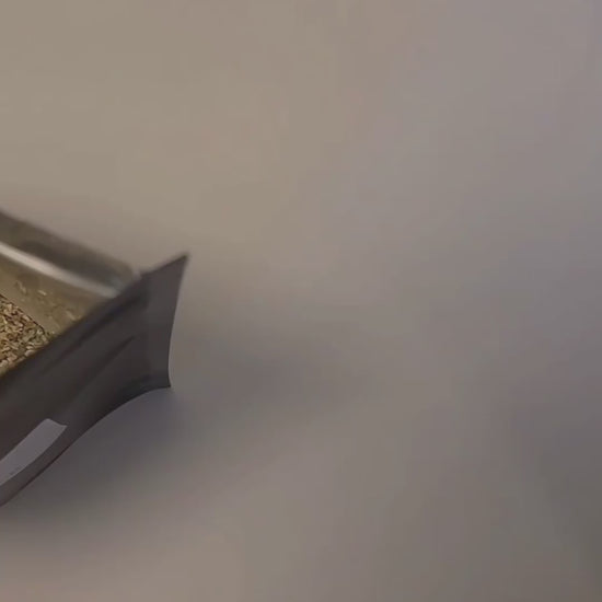 Aerial view of a bag of bulk dried catnip herb.